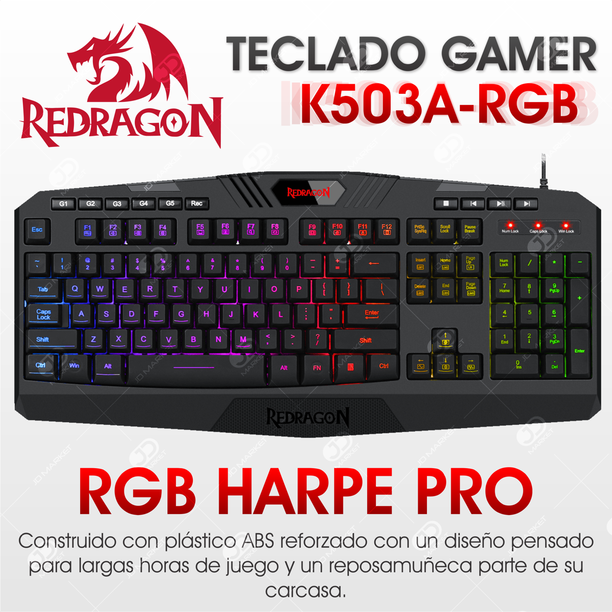 Teclado Gamer Redragon K503a Rgb Harpe Pro Macros Multimedia