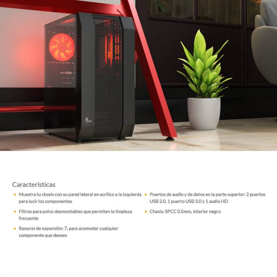 Gabinete Pc Gamer Xtech Xt-gmr3 Deimos / Atx Vidrio Templado