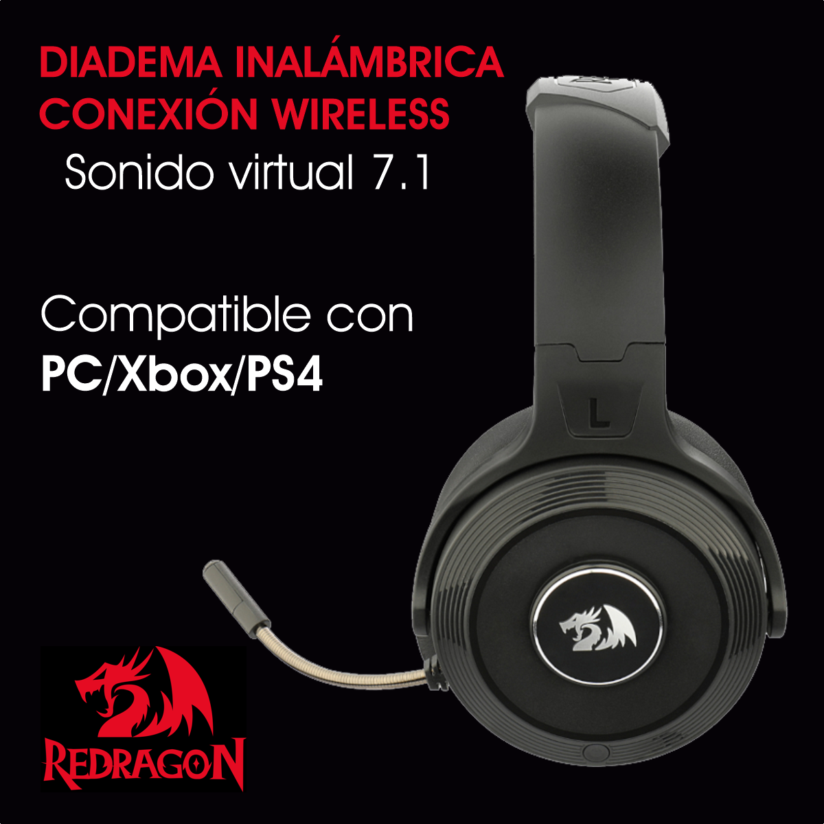 Diadema Inalambrica 7.1 Redragon Pelops H818 Pc/xbox One/ps4