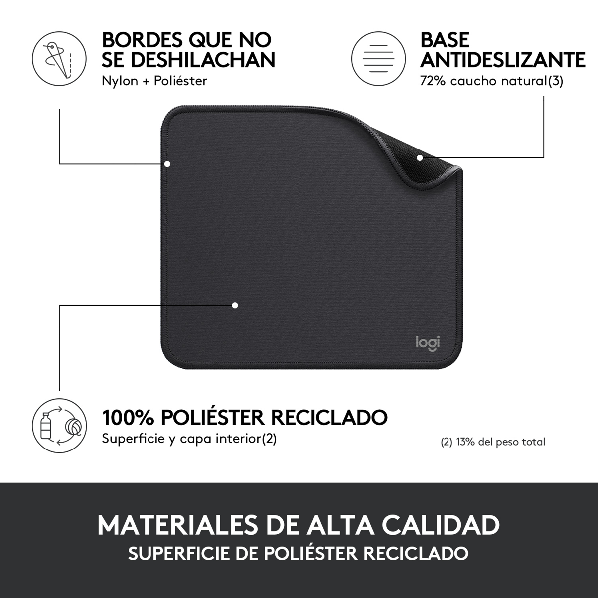 Pad Mouse Logitech Studio Series, Cómodo Deslizamiento Suave Negro
