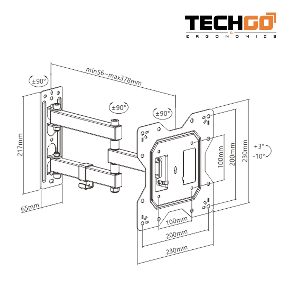 Soporte De Pared Tv/monitor 23''»55''/30kg, Techgo Spb-2206