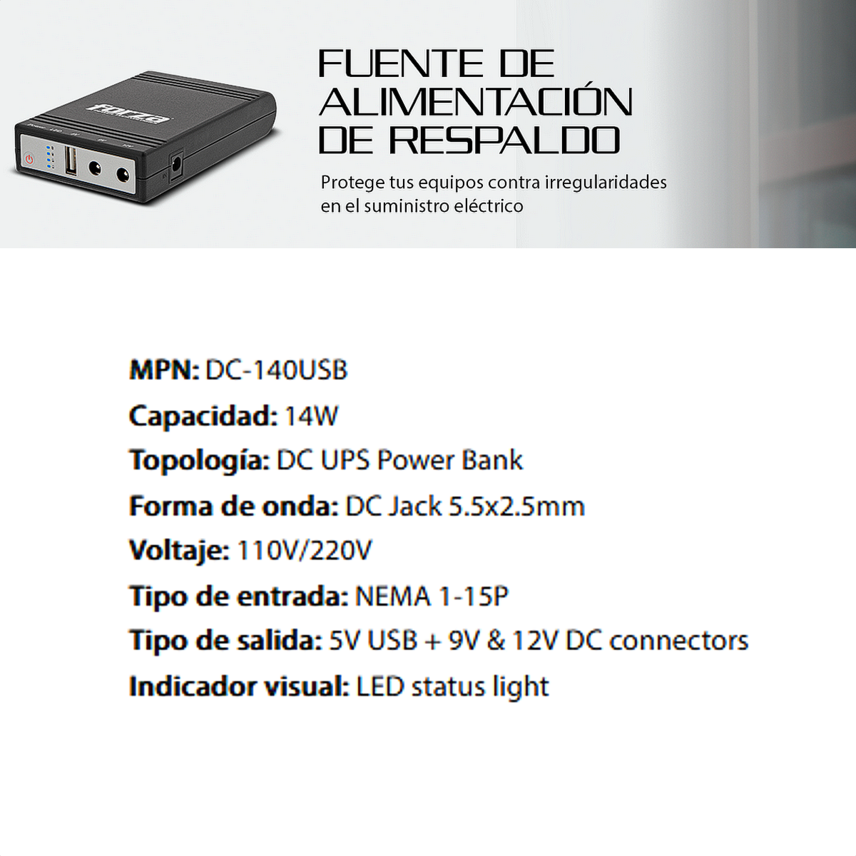Mini Ups Portátil 14w Forza Dc-140usb Para Modem Router Wifi
