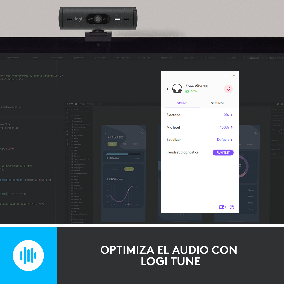 Diadema Profesional Inalámbrica & Bt Logitech Zone Vibe 100