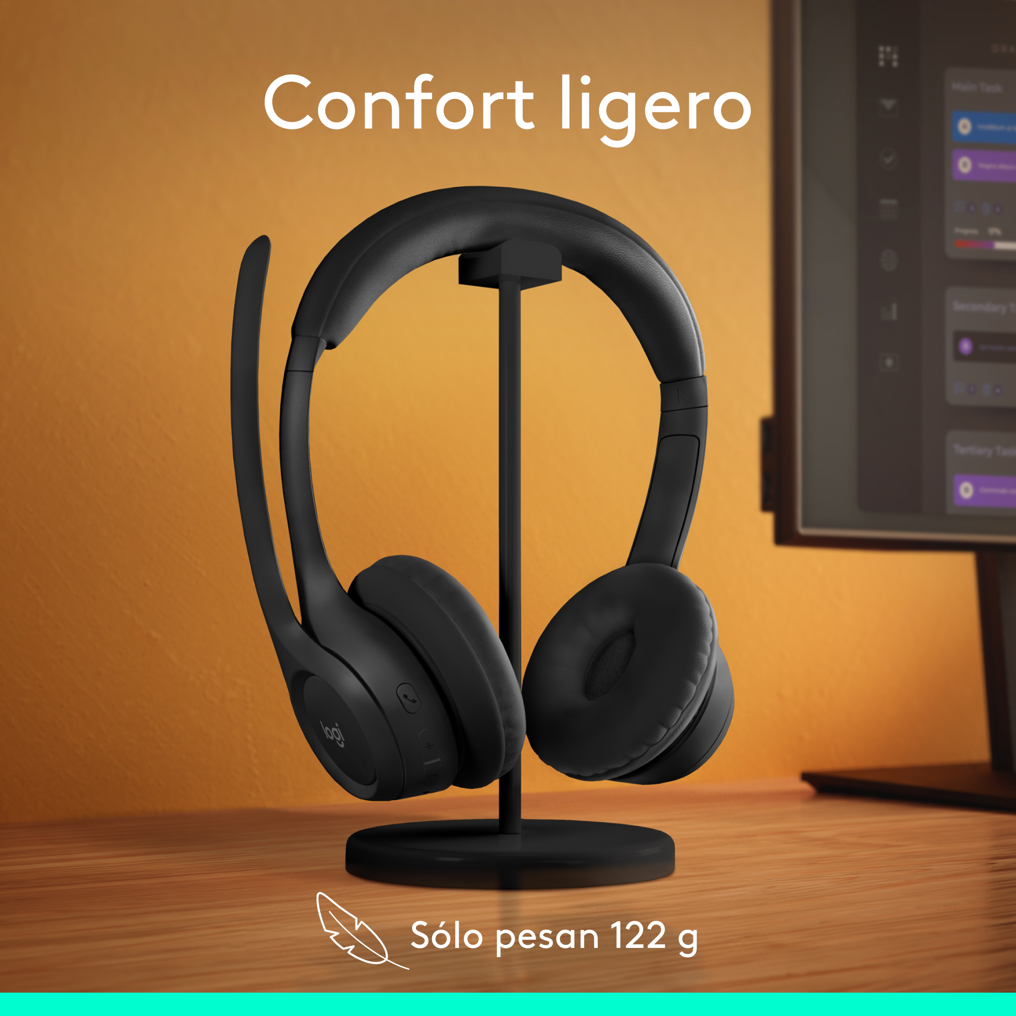 Diadema Profesional Bluetooth, Logitech Zone 300, Con Micrófono, Negro