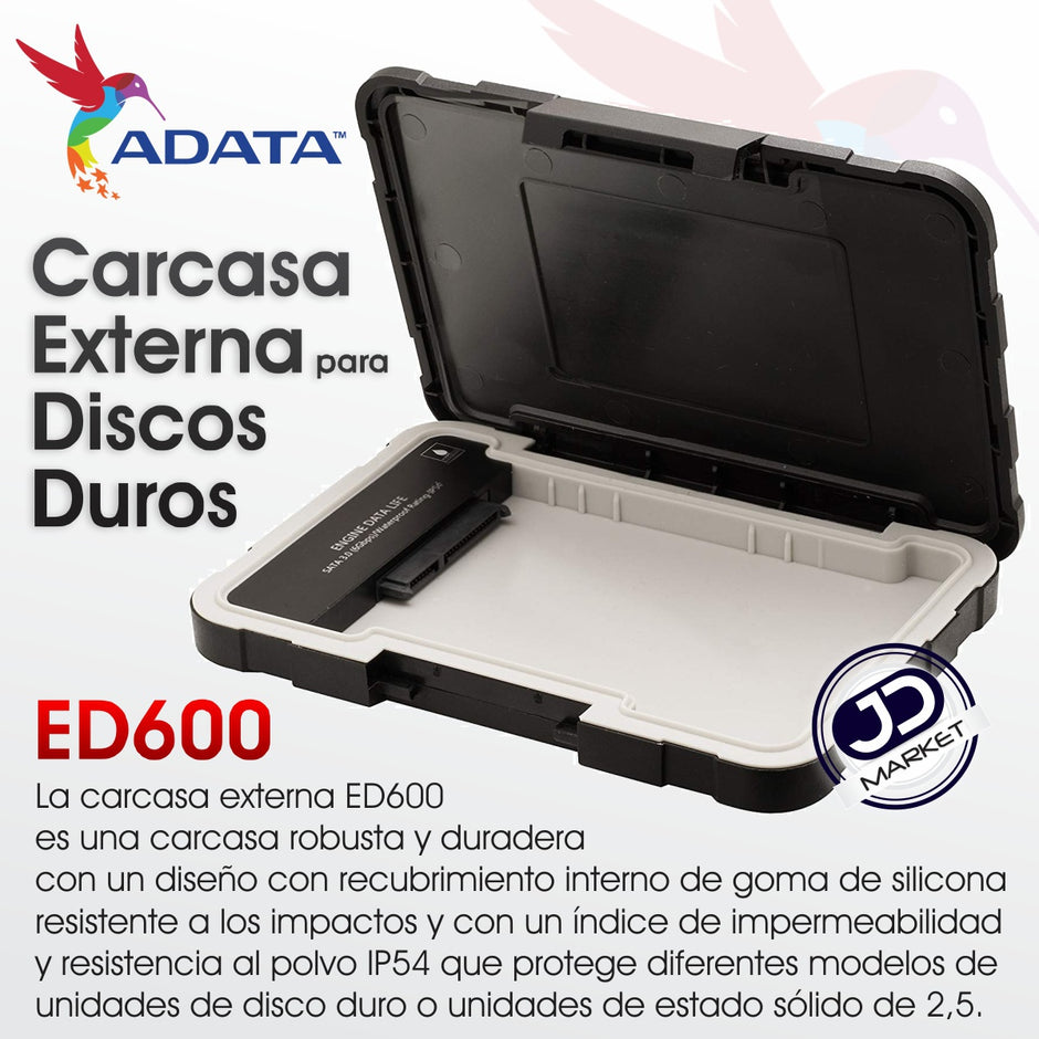 Caja Externa Antigolpes Usb 3.1 Adata Ed600 Disco Duro 2.5''
