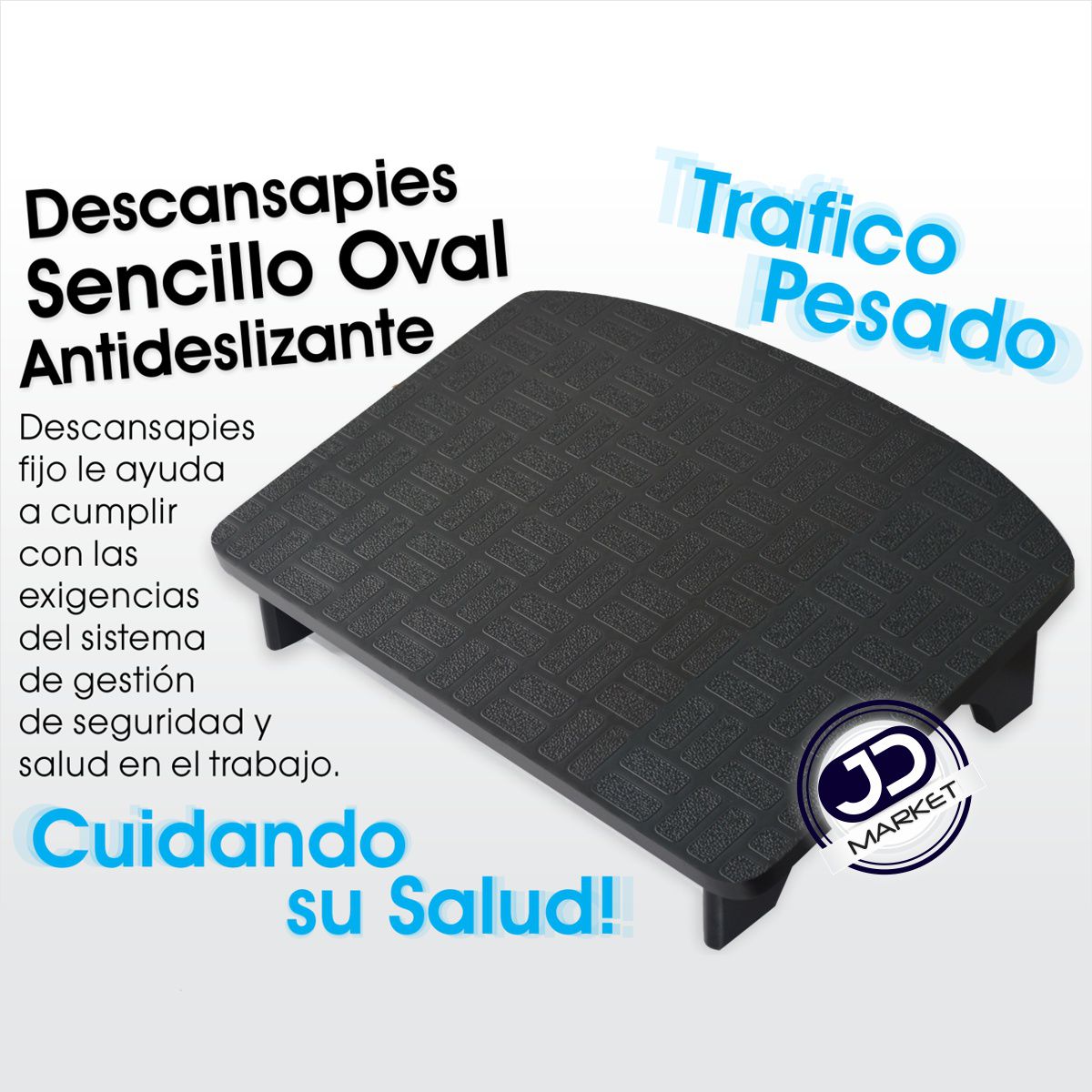 Descansapiés Sencillo Oval, Base Antideslizante Alto Tráfico