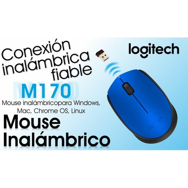 Mouse Inalámbrico Logitech M170, Cómodo Y Portátil - Azul