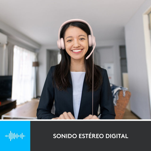 Diadema Usb Logitech H390, Mic Sin Ruido Y Controles, Rosado