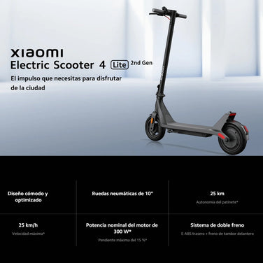 Patineta Eléctrica Xiaomi 4 Lite (2da Gen) Monopatín 25 Km/h Negro