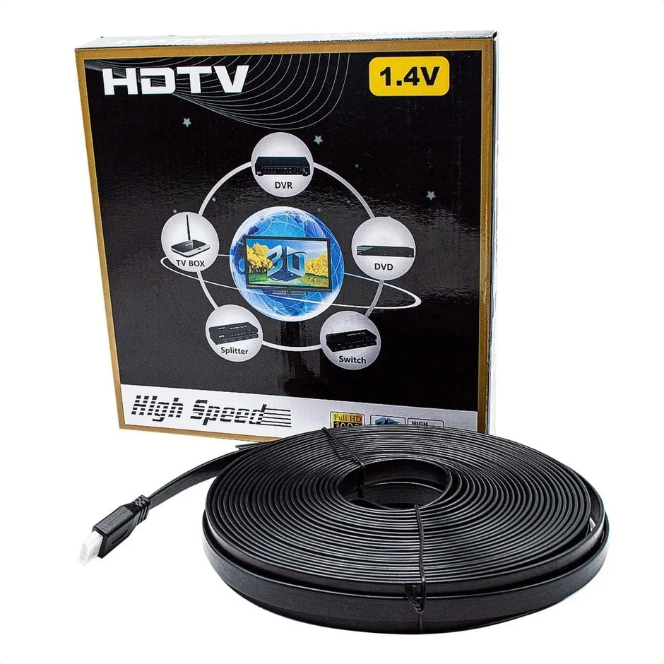 Cable Hdmi De 10 Mts. Plano, Ver. 1.4, Soporta 3d Y 4k
