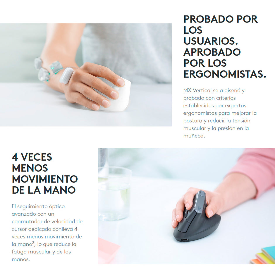 Mouse Ergonómico Avanzado Logitech MX Vertical, Inalámbrico Bluetooth Recargable