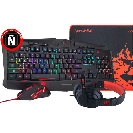 Combo Gamer 4en1 Redragon S101: Teclado, Mouse, Pad, Diadema