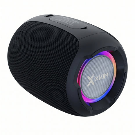 Parlante Bluetooth Portátil X-KIM XCLUSIVE AUDIO PORT TWS 10W Luces RGB MicroSD/USB/AUX/FM 3600mAh IPX5