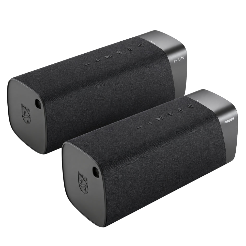 Kit Estéreo 2 Altavoces Bluetooth Philips TAS7505/00 Impermeables IPX7 con 60W RMS + Power Bank