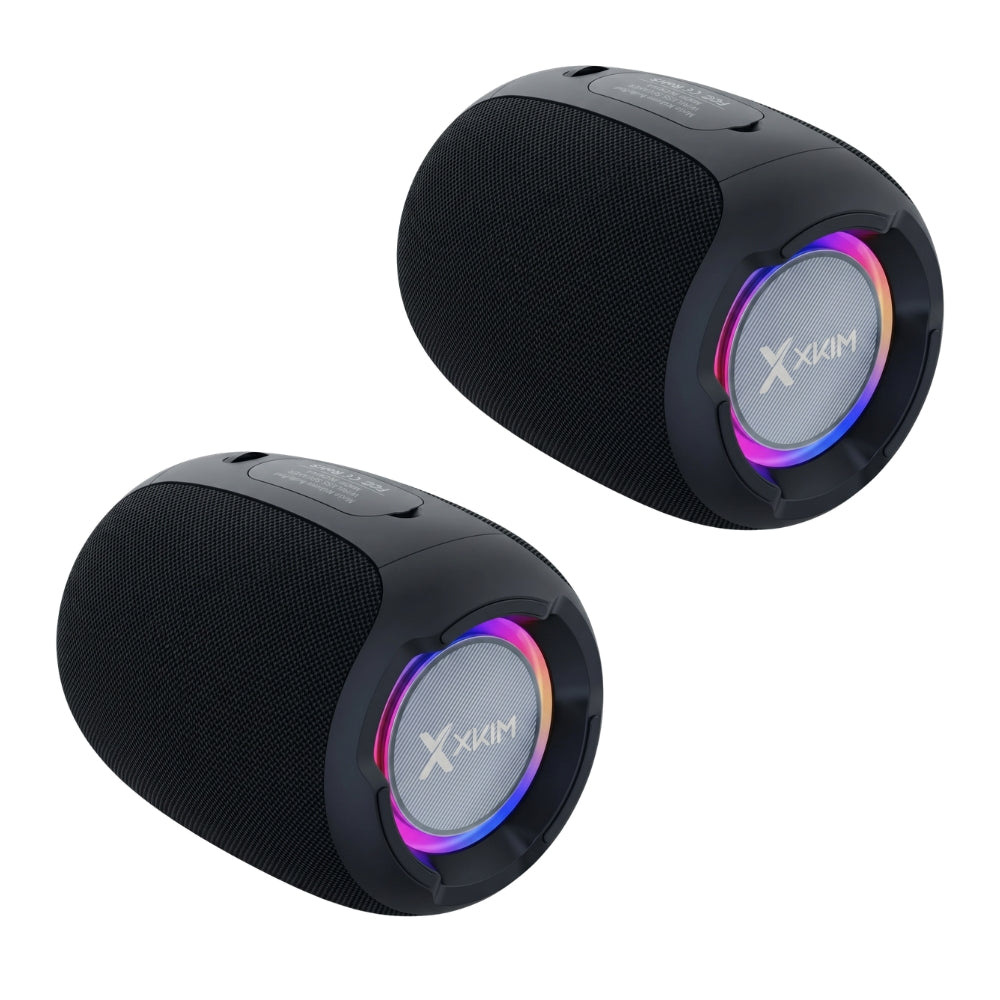 Kit x 2 Parlante Bluetooth Portátil X-KIM XCLUSIVE AUDIO PORT TWS 10W RGB MicroSD/USB/AUX/FM 3600mAh IPX5