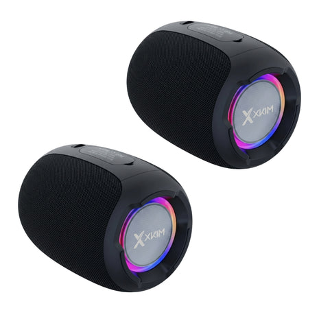 Kit x 2 Parlante Bluetooth Portátil X-KIM XCLUSIVE AUDIO PORT TWS 10W RGB MicroSD/USB/AUX/FM 3600mAh IPX5