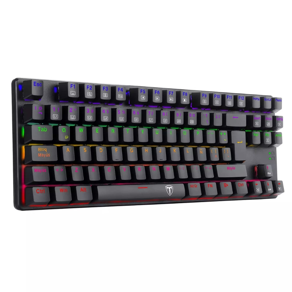 Teclado Gamer Mecanico T-dagger Bora Lite Rainbow con Switch Red, Negro