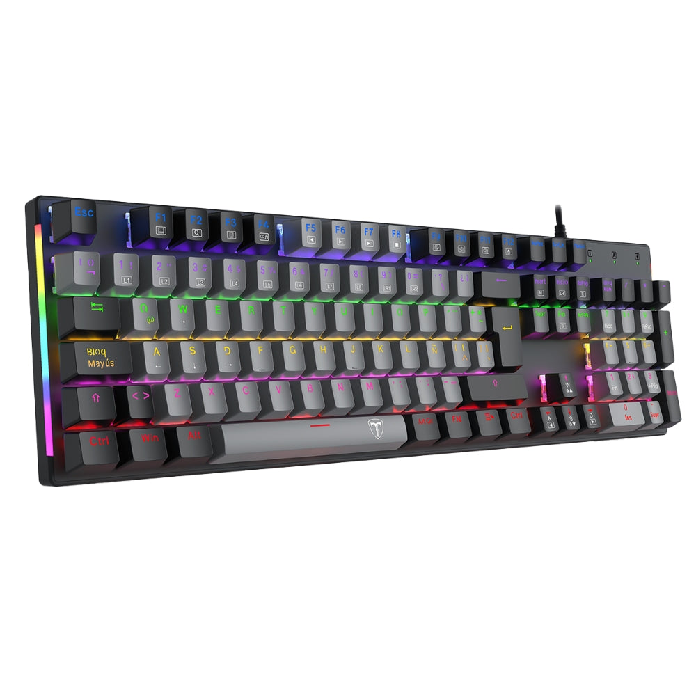 Teclado Gamer Mecánico T-Dagger Naxos T-TGK310 Rainbow Switch Red / Gris-Negro