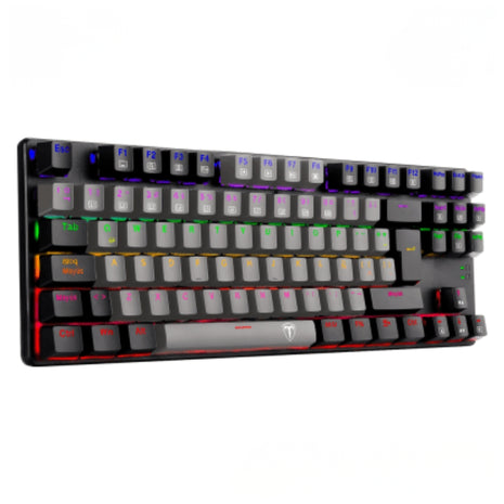 Teclado Gamer Mecanico T-dagger Bora Lite Rainbow con Switch Red, Gris/Negro