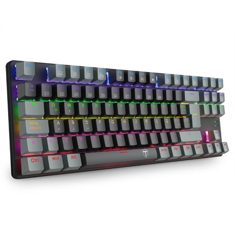 Teclado Gamer Mecanico T-dagger Bora Lite Rainbow con Switch Red, Negro/Gris
