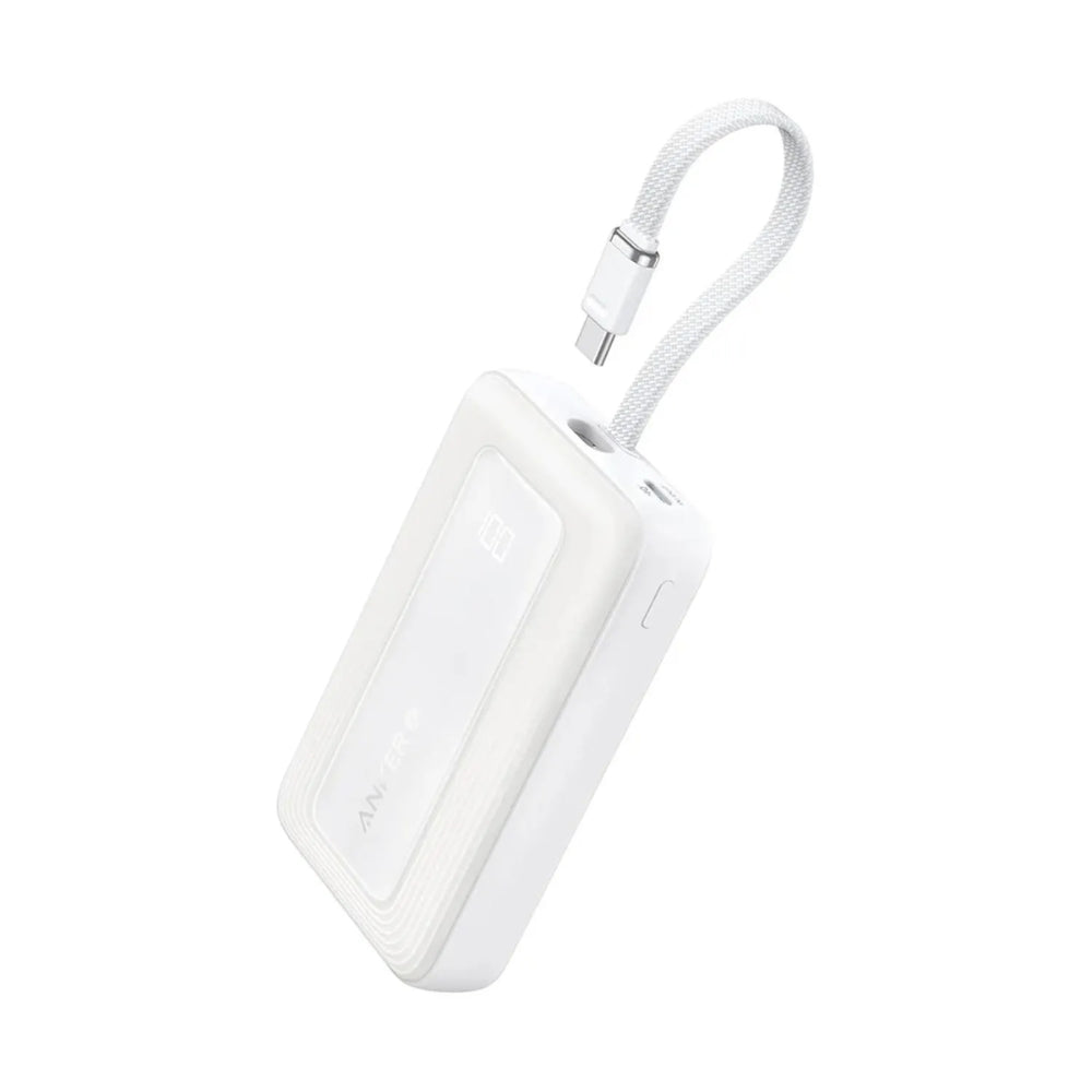 Power Bank Anker Zolo A1685 10000mAh 30W con Cable USB-C Integrado y Carga Rápida PD - Blanco