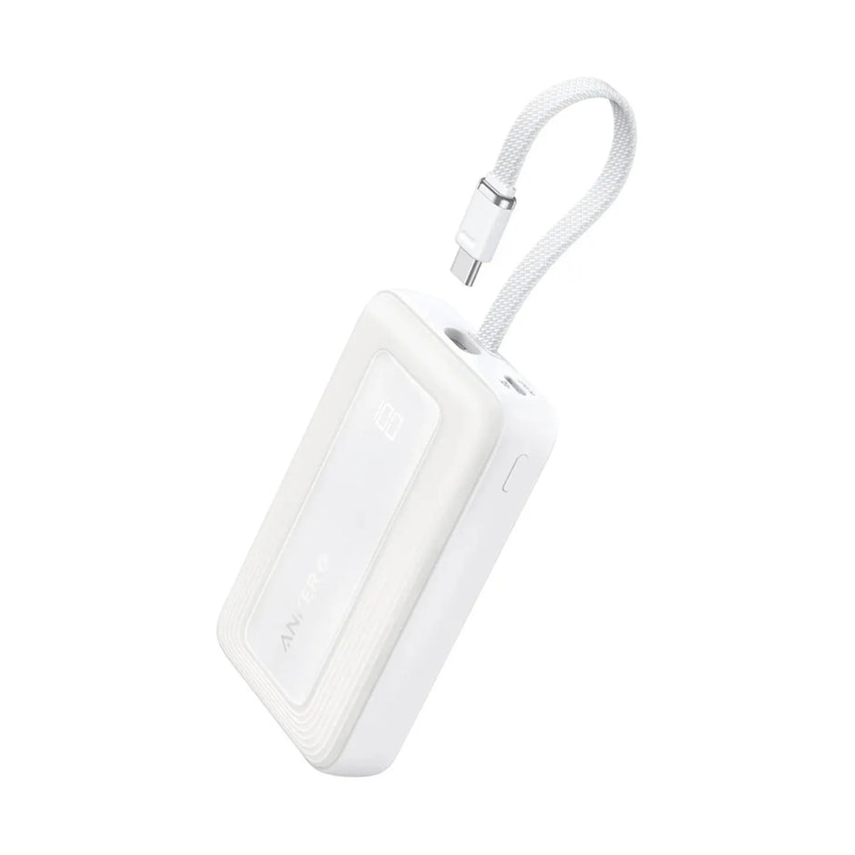 Power Bank Anker Zolo A1685 10000mAh 30W con Cable USB-C Integrado y Carga Rápida PD - Blanco