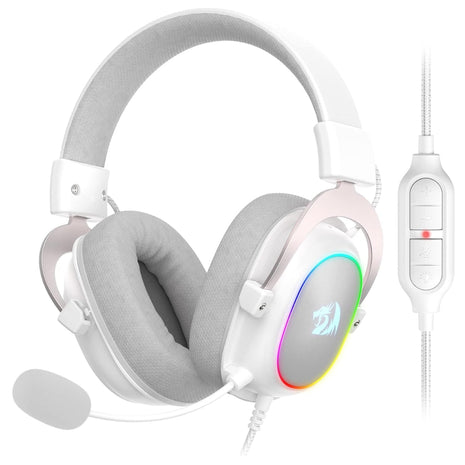 Diadema Gamer RGB Redragon Zeus X con Cable 2m, Controlador de Audio, sonido 7.1 Blanco