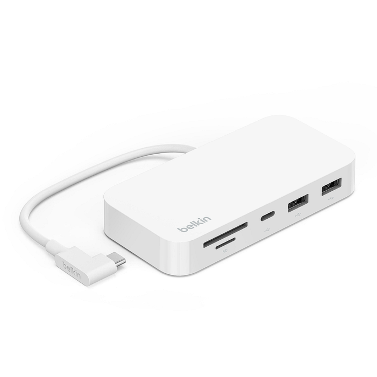 Hub USB-C Belkin INC011btWH 6 en 1 con Ethernet Gigabit, SD, microSD y USB 10Gbps Blanco