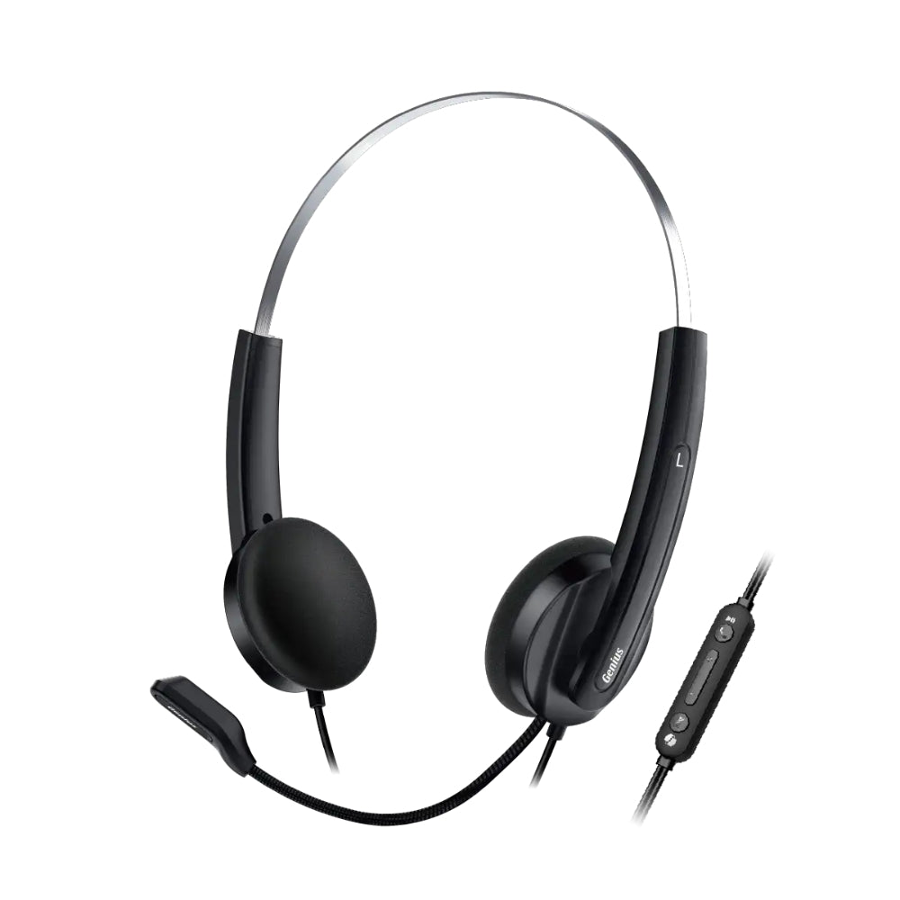 Audifonos Diadema Genius HS-220U Con Micrófono USB-A Botón AI Copilot - Negro
