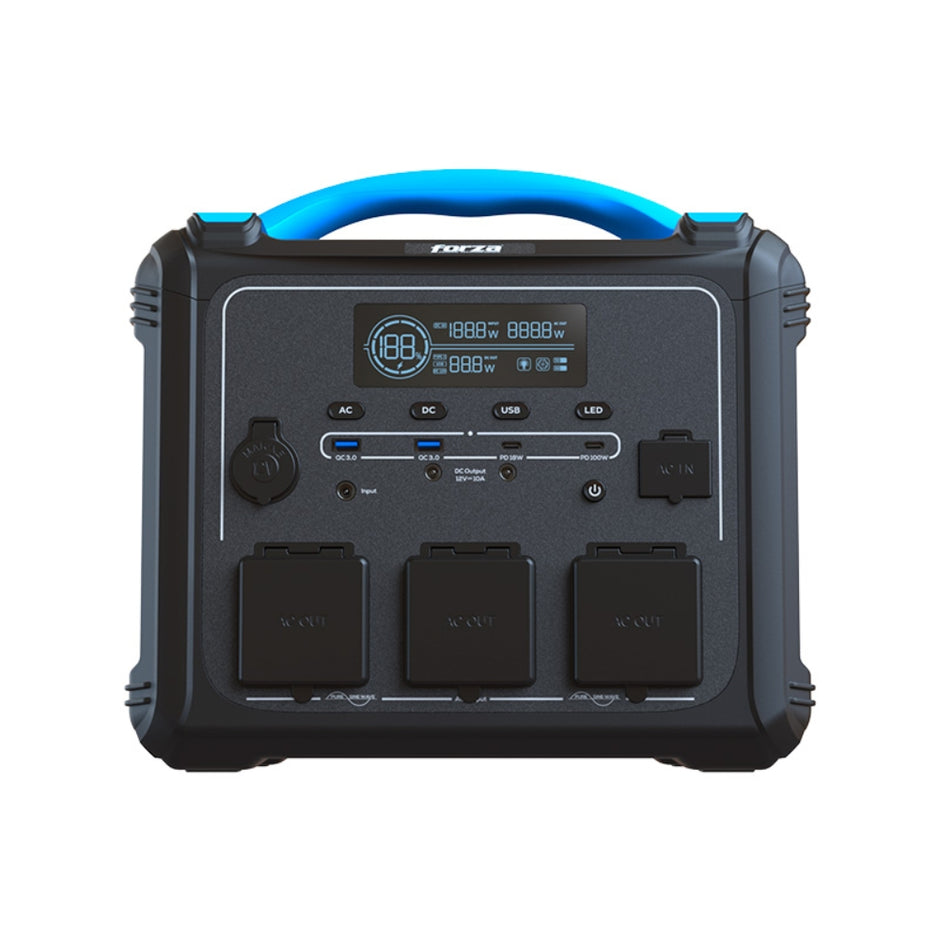 Planta Eléctrica Portátil Forza FPP-T1200 1200W Pico 2400W USB-C 100W Batería 10 Años 10 Puertos Camping