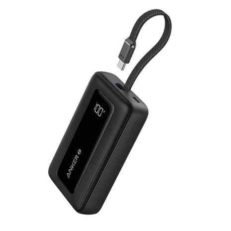 Batería Power Bank Anker Zolo 10000mAh Carga Rápida 30W Cable USB-C Integrado Pantalla iPhone - Negro