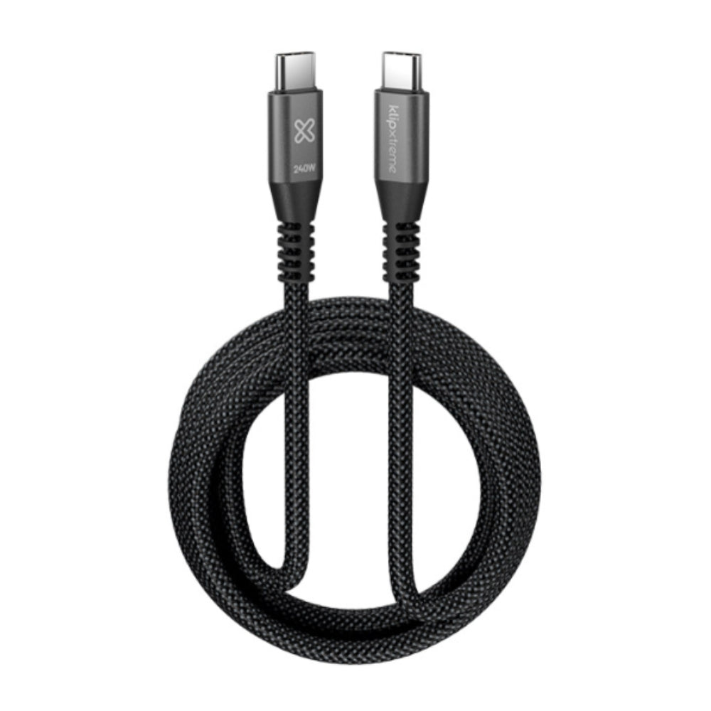 Cable Trenzado Klipxtreme PowerGo 750, USB-C a USB-C, 3 Metros, 240W, Negro