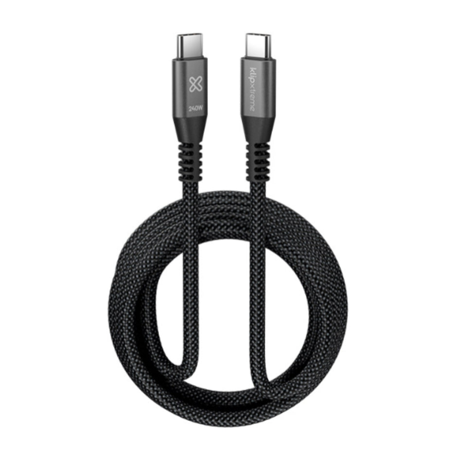 Cable Trenzado Klipxtreme PowerGo 750, USB-C a USB-C, 3 Metros, 240W, Negro