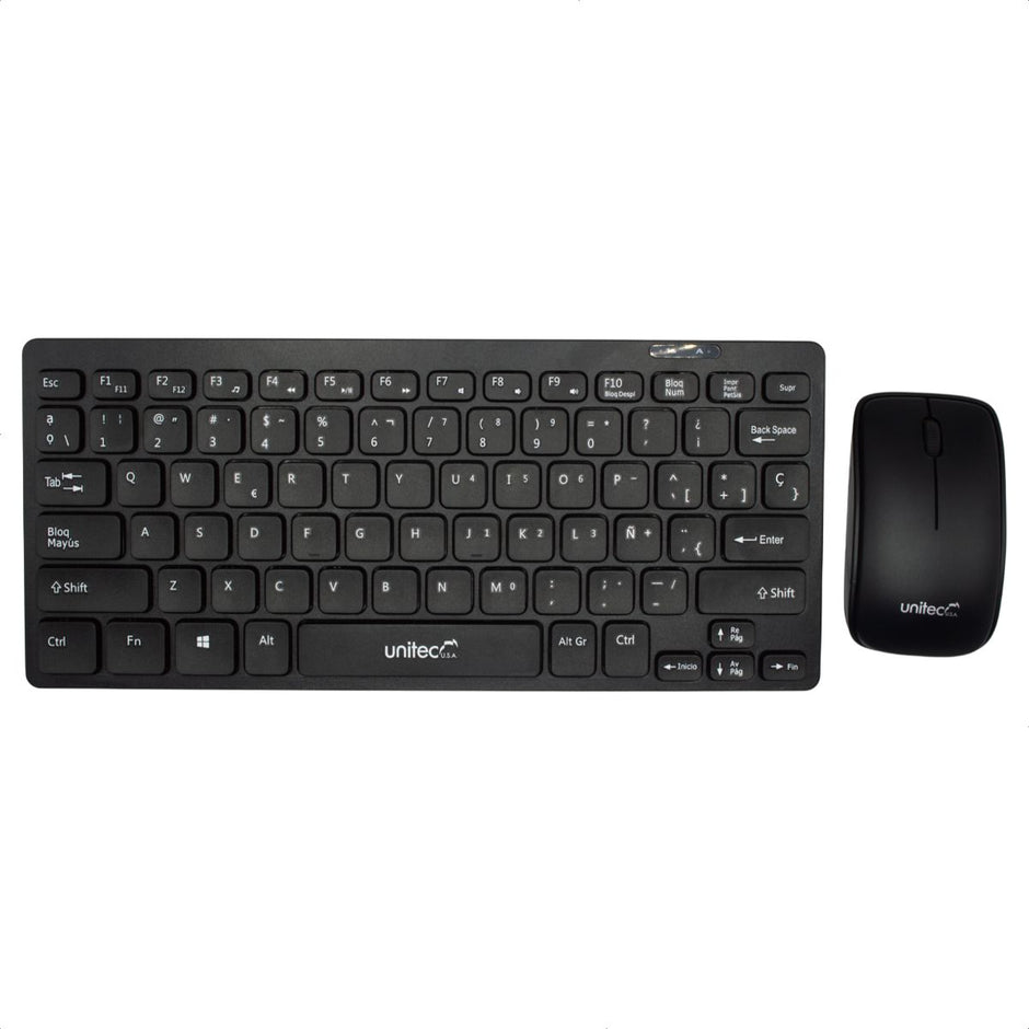 Mini Combo Unitec KT832 Teclado y Mouse Inalámbrico USB 2.4GHz Compacto con 1200 DPI