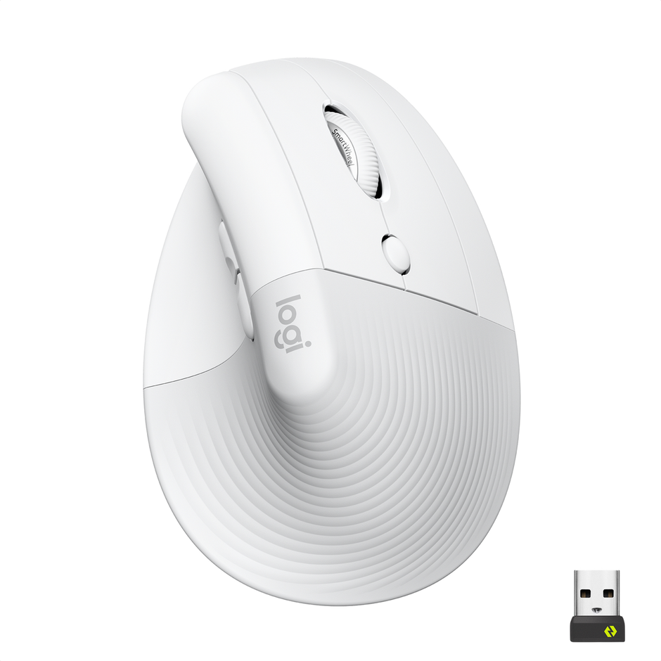 Mouse Ergonómico Vertical Logitech Lift, Inalámbrico para Manos Pequeñas y Medianas, Blanco