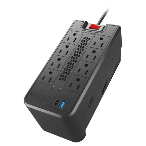 Regulador de Voltaje Automático Forza FVR-1221USB 1200VA con 8 Tomas + 2 USB AVR Protección Eléctrica