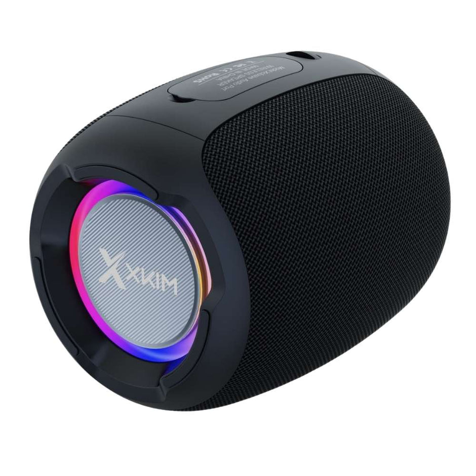 Parlante Bluetooth Portátil X-KIM XCLUSIVE AUDIO PORT TWS 10W Luces RGB MicroSD/USB/AUX/FM 3600mAh IPX5