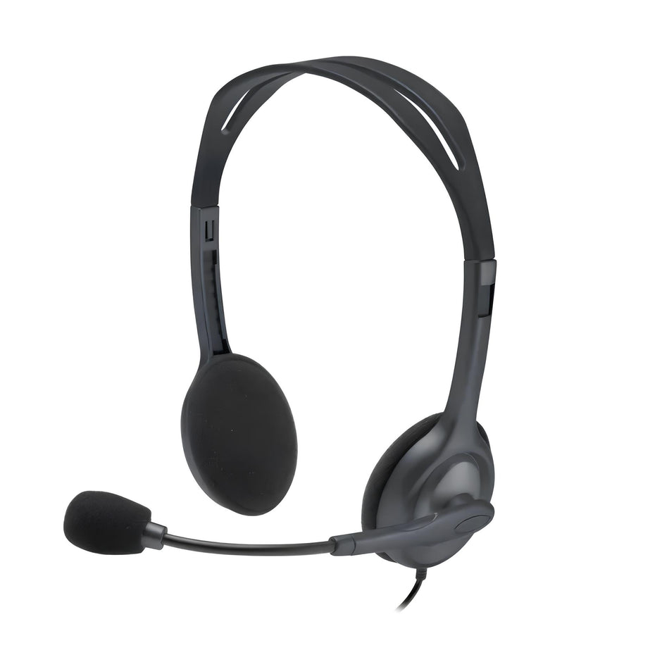Audífonos Diadema Logitech H111 Estéreo Micrófono Reducción Ruido Conector 3.5mm PC Tablet Celular - Gris