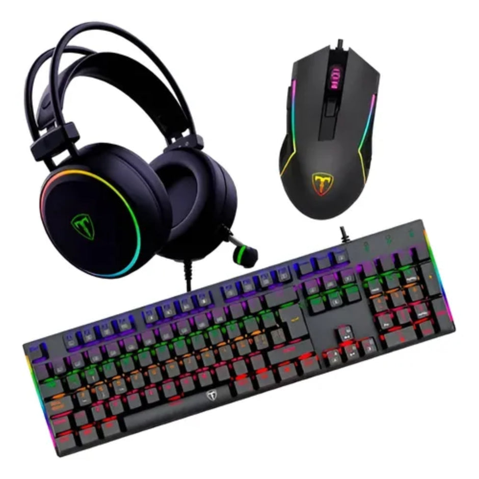 Combo Gamer 3 En 1 Teclado Mecanico TGS-009, Mouse 10000 DPI, Diadema 7.1 T-dagger
