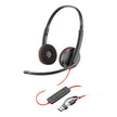 Diadema Alambrica HP Poly BW 3220 USB-C + USB-A con Microfono, Negro/Rojo