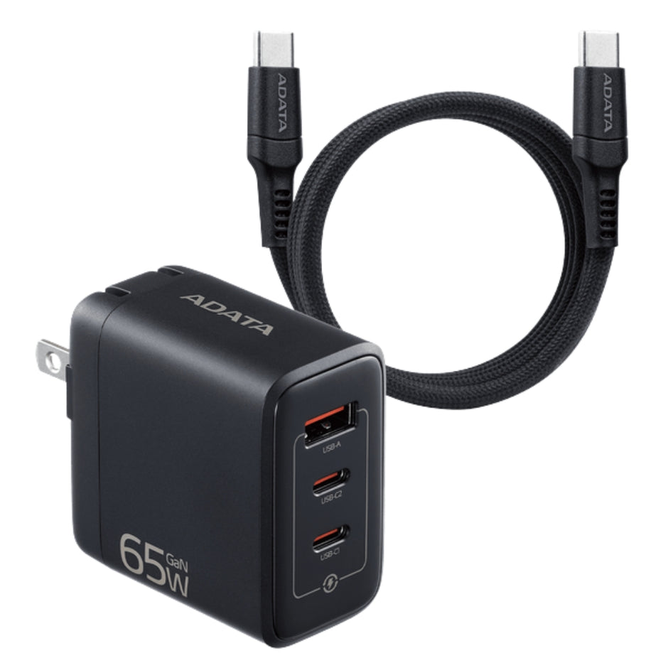 Cargador De Pared Adata Gan 65w 2 En 1 con Cable USB-C de 2m, 100w