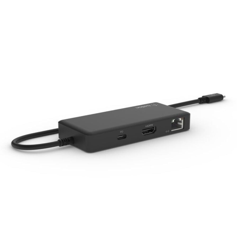 Adaptador Belkin INC008TTBK USB-C 5 en 1 con HDMI RJ45 2 USB-A y USB-C Hub Multiport para Laptop