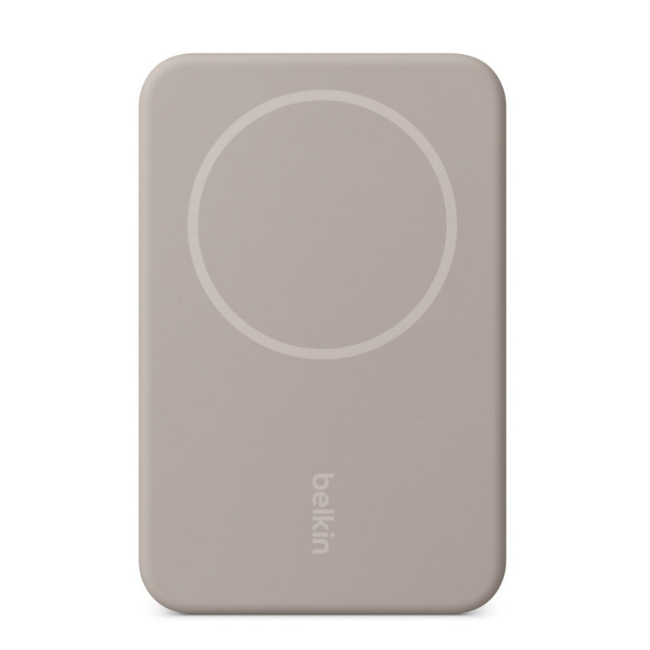 Batería Portátil Power Bank Belkin BoostCharge Pro 5000mAh MagSafe Qi2 Carga Rápida 15W y Stand - Beige