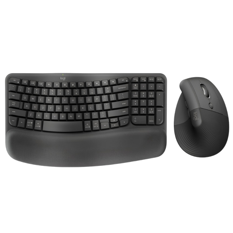 Combo Ergonómico Logitech Teclado Wave Keys + Mouse Ergonómico Vertical Logitech Lift - Grafito