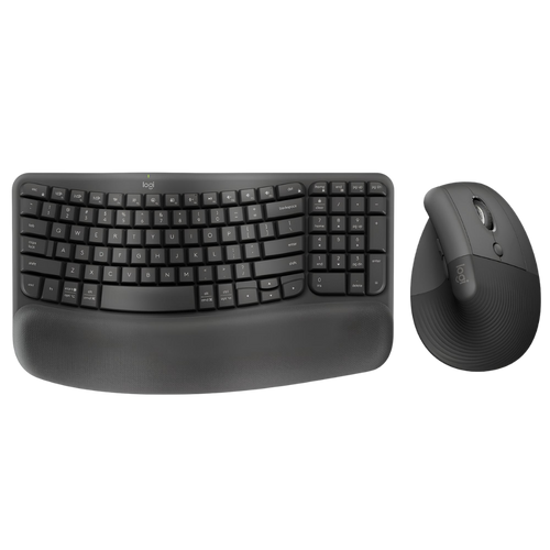 Combo Ergonómico Logitech Teclado Wave Keys + Mouse Ergonómico Vertical Logitech Lift - Grafito