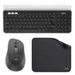 Teclado Inalámbrico Logitech K780 Multidispositivo Bluetooth/Unifying con Base para Tablet y Celular + Mouse Inalámbrico Logitech Signature Comfort Plus M850 L + Pad Mouse Studio Series