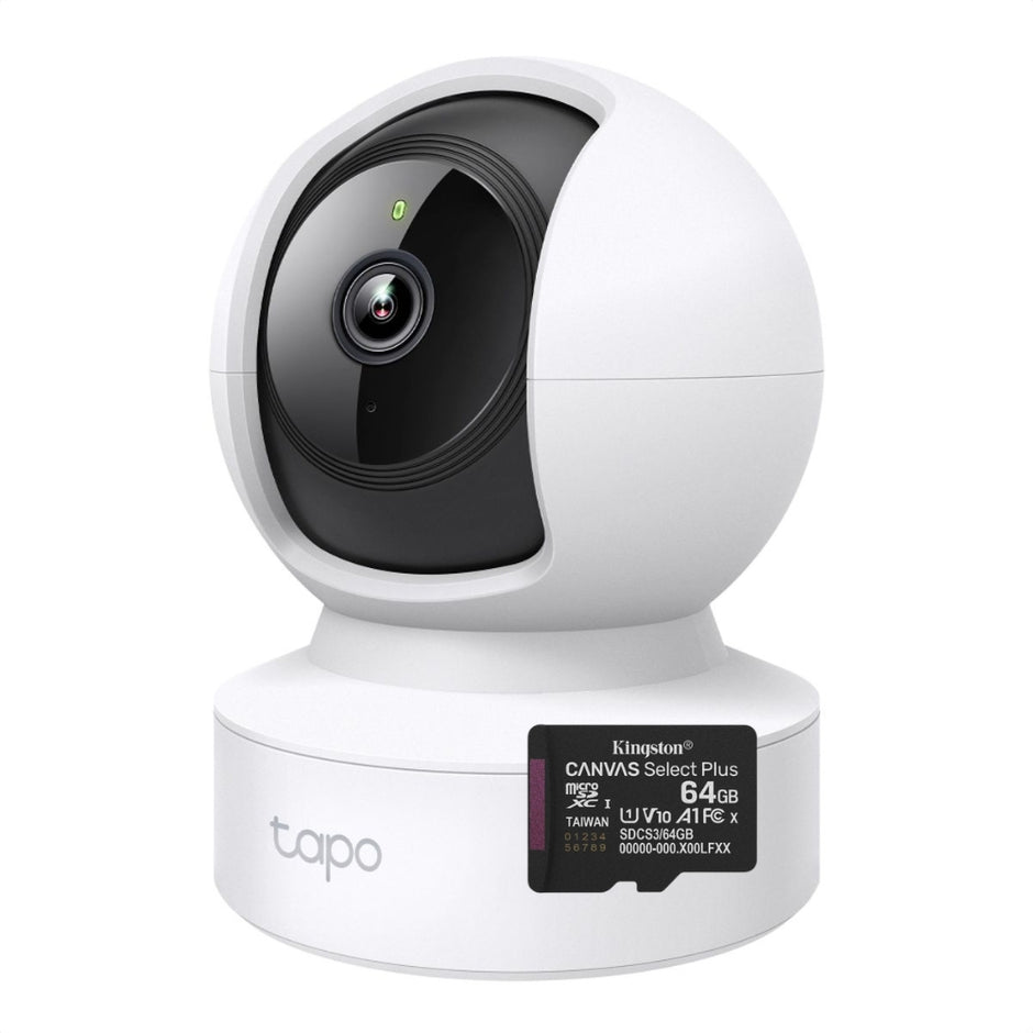 Cámara WiFi TP-Link Tapo C212 360° 2K 3MP Visión Nocturna Seguimiento IA y Detección de Personas + Micro SD 64GB