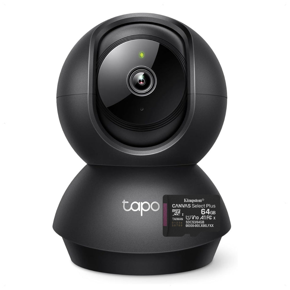 Cámara IP WiFi TP-Link Tapo C201 Robótica 360° Full HD 1080p Audio Bidireccional Visión Nocturna + Micro SD 64GB