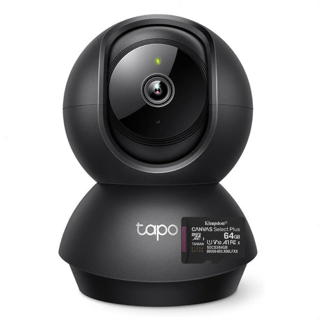 Cámara IP WiFi TP-Link Tapo C201 Robótica 360° Full HD 1080p Audio Bidireccional Visión Nocturna + Micro SD 64GB