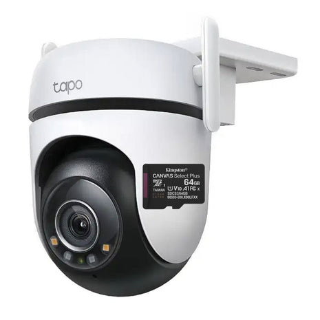 Cámara WiFi TP-Link Tapo C520WS 360° 2K QHD para Exteriores con Visión Nocturna a Color y Detección IA Avanzada + Micro SD 64GB